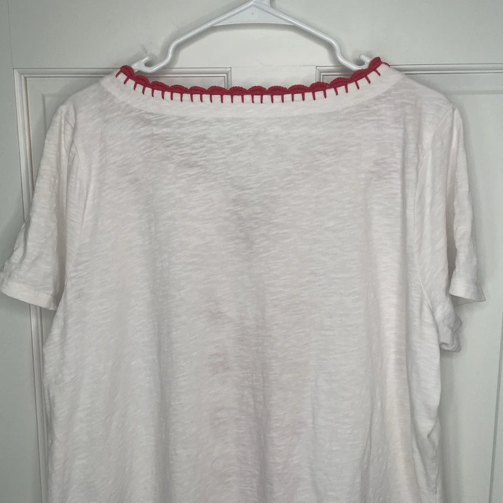 Talbots Women's Aztec Embroidered Short Sleeve Top Sz Petite 2XL 100% Cotton
